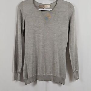 Lela Rose Round Neck Silk Sweater in Gray - Size M